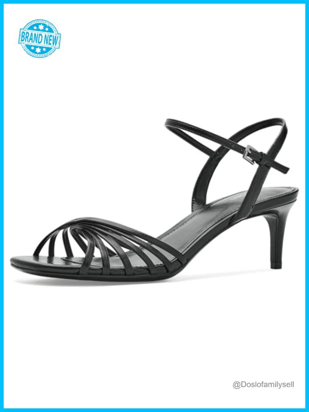 Izabella Kitten Heel Ankle Strap Dress Sandals Faux Leather